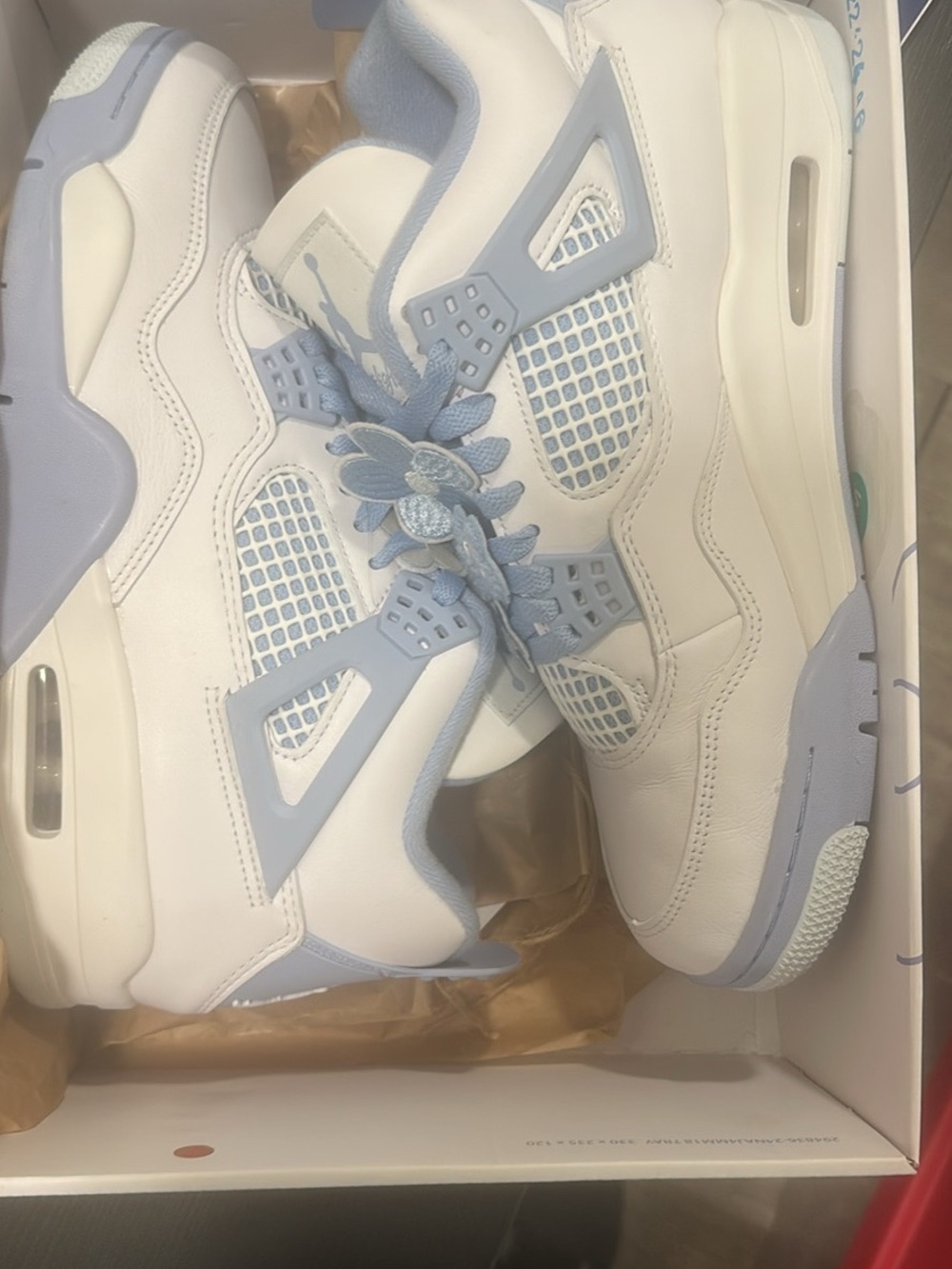 Jordan White and Light Blue Retro Basketball Sneakers